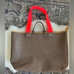 Clare V Taupe Leather Tote Le Zip Sac
